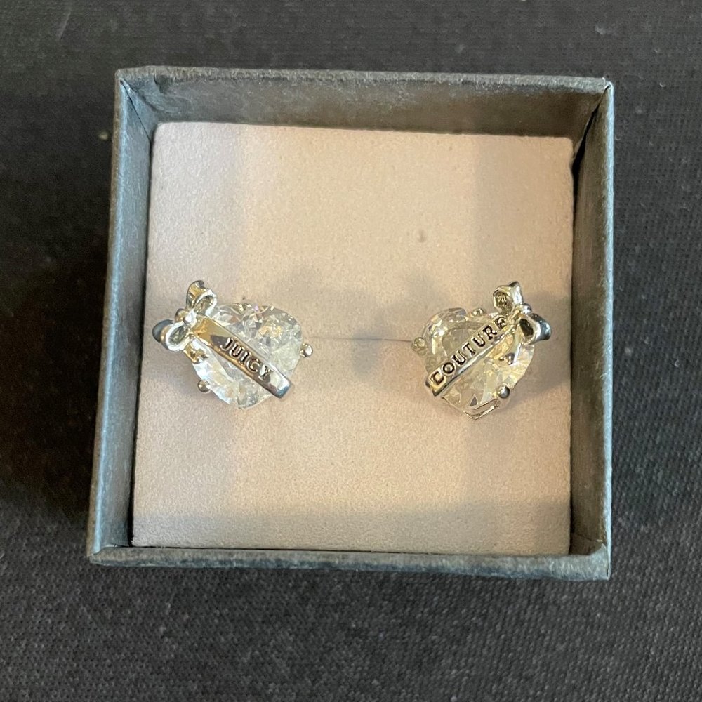 Juicy Couture Silver Heart Shaped Post Earrings